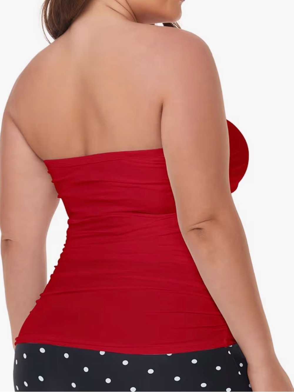Ocean Blues Red Ruched Tankini Top, size L - Picture 6 of 9